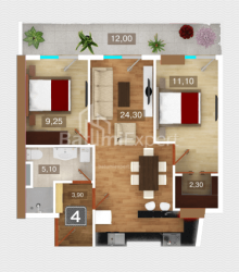 شقة سكنية 73.2 متر مربع - 26 مايو, Batumi, جورجيا